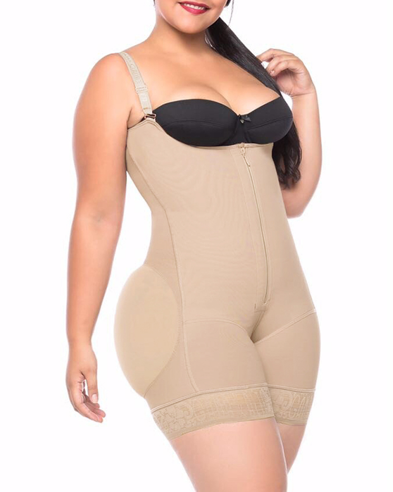 Women's Butt Lifting Open Bust Bodysuit Body Shaper With Zipper Shapewear Slimming Compression Faja With Straps Ref2132-Curvy-Faja
