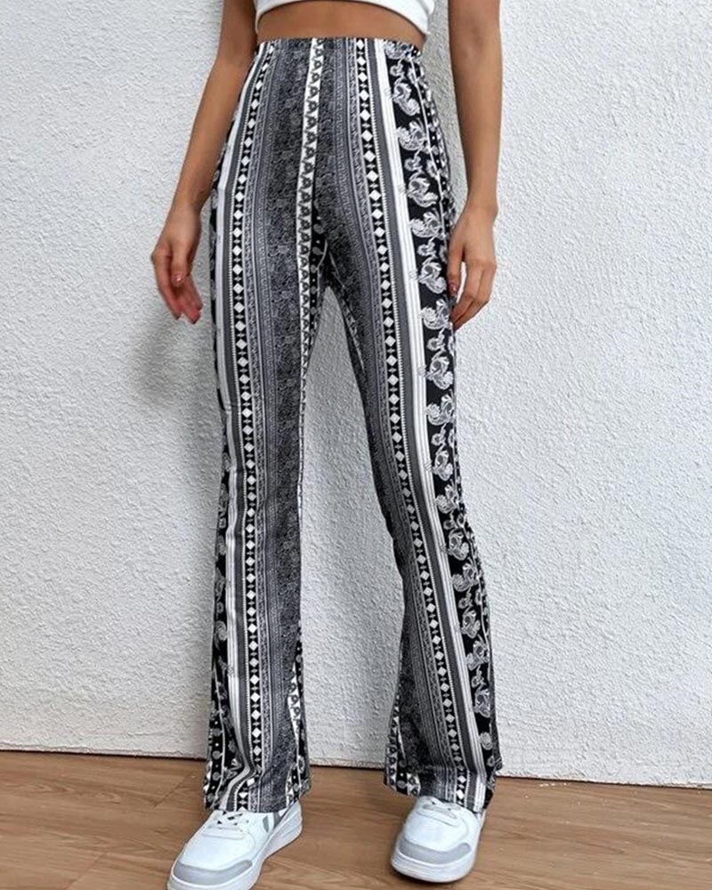 Vintage Print Flares With Tight Wrap Hips
