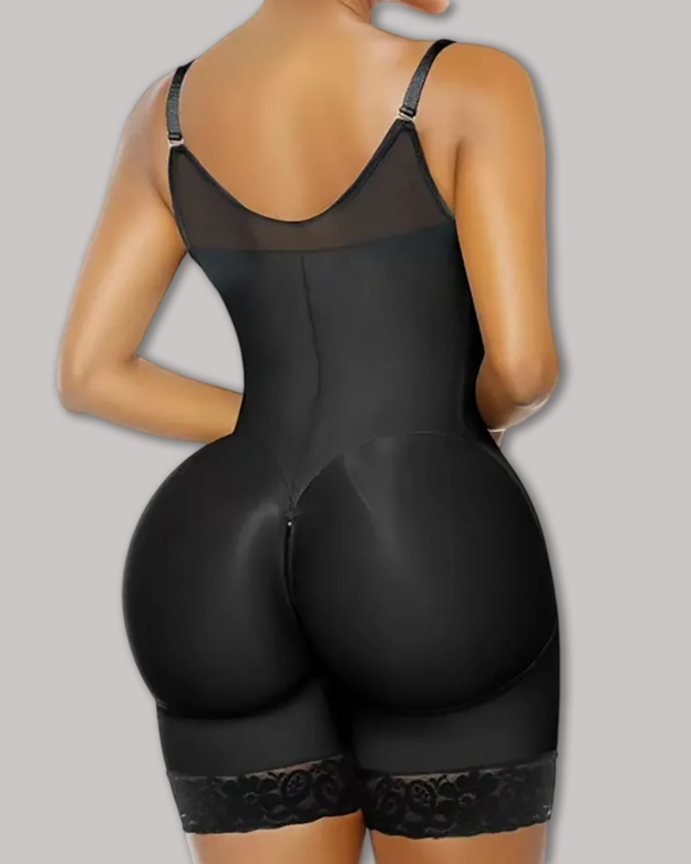 Breathable Leg Fabric Patchwork Bust Shaping Bodysuit