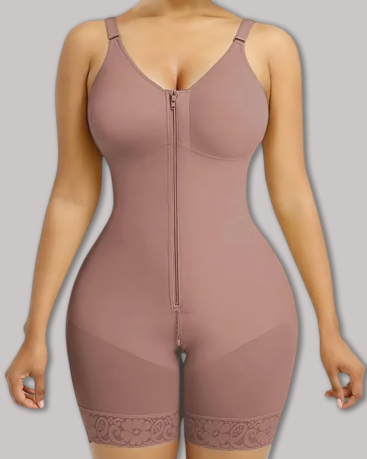 Breathable Leg Fabric Patchwork Bust Shaping Bodysuit