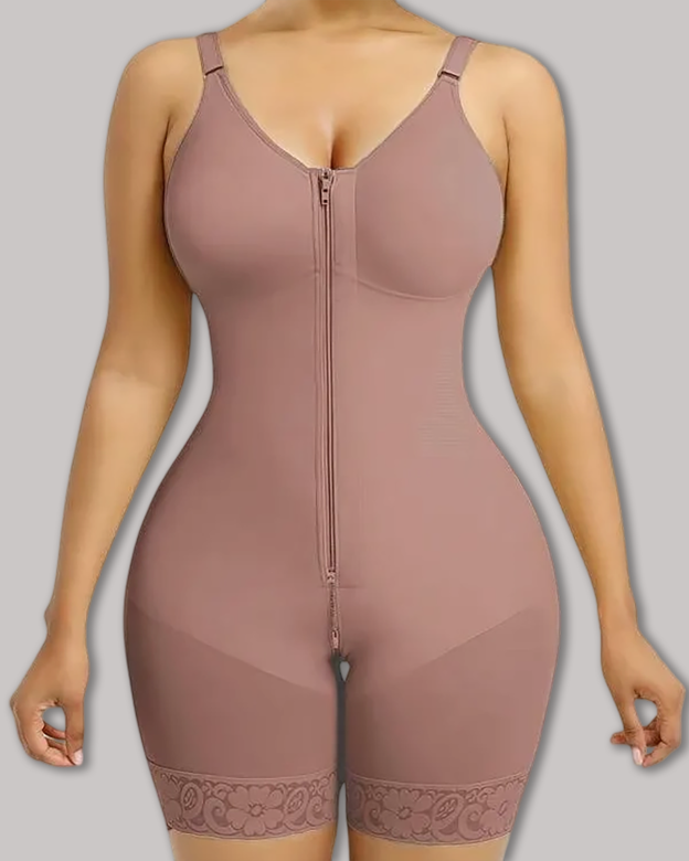 Breathable Leg Fabric Patchwork Bust Shaping Bodysuit