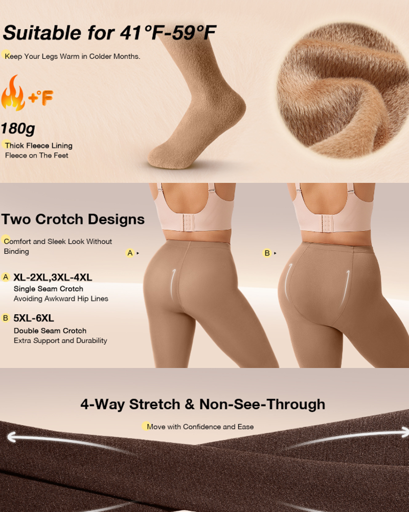 High Waisted Tight Fitting Fleece Lined Thermal Tights