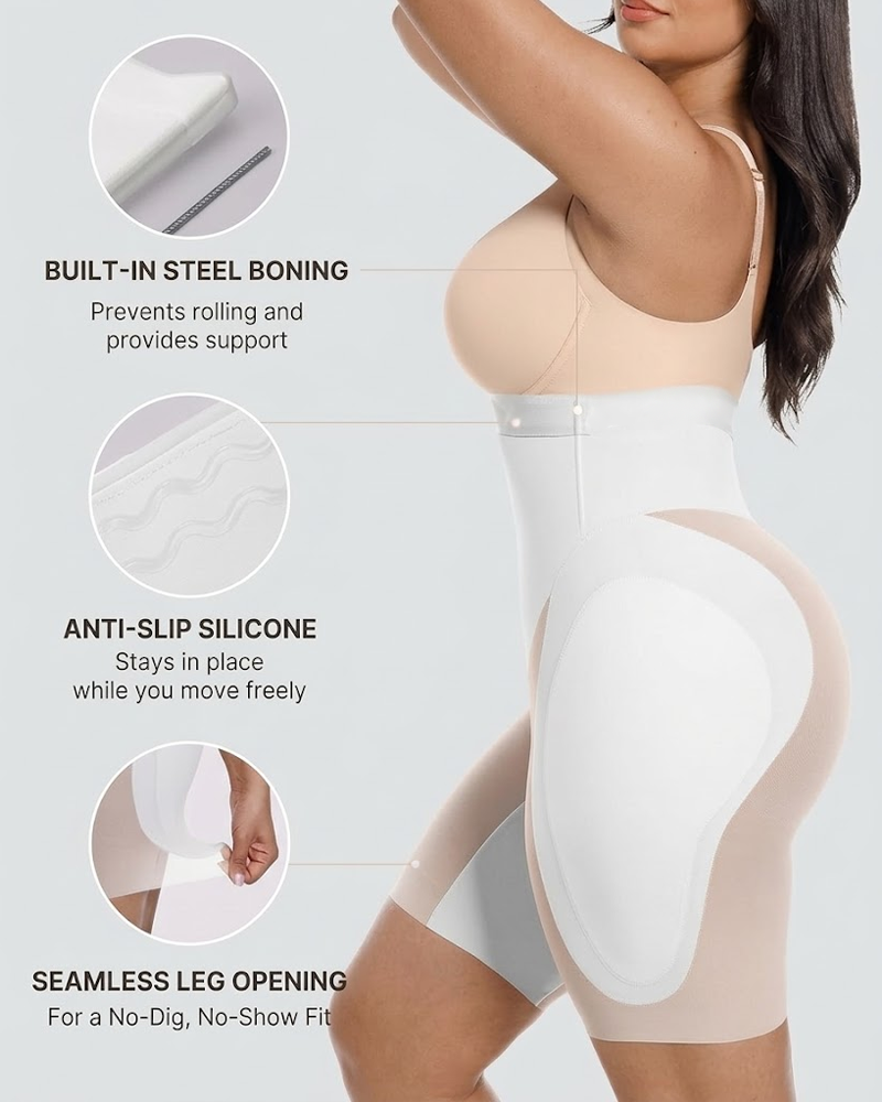 High Waist Tummy Control Butt Lifting Shapewear Shorts With Removable Butt Pads（Pre-Sale）