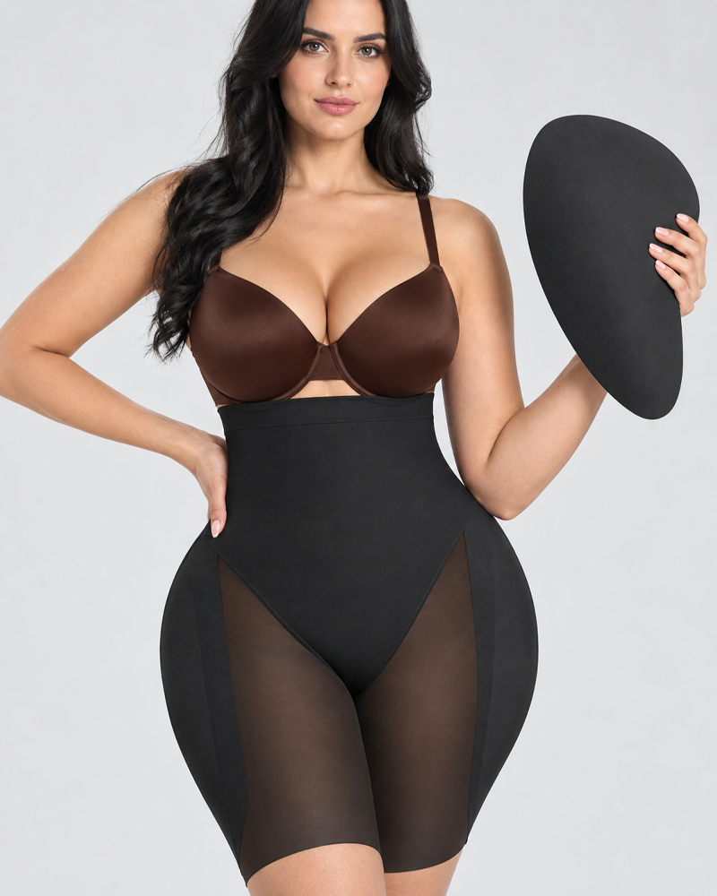 High Waist Tummy Control Butt Lifting Shapewear Shorts With Removable Butt Pads（Pre-Sale）