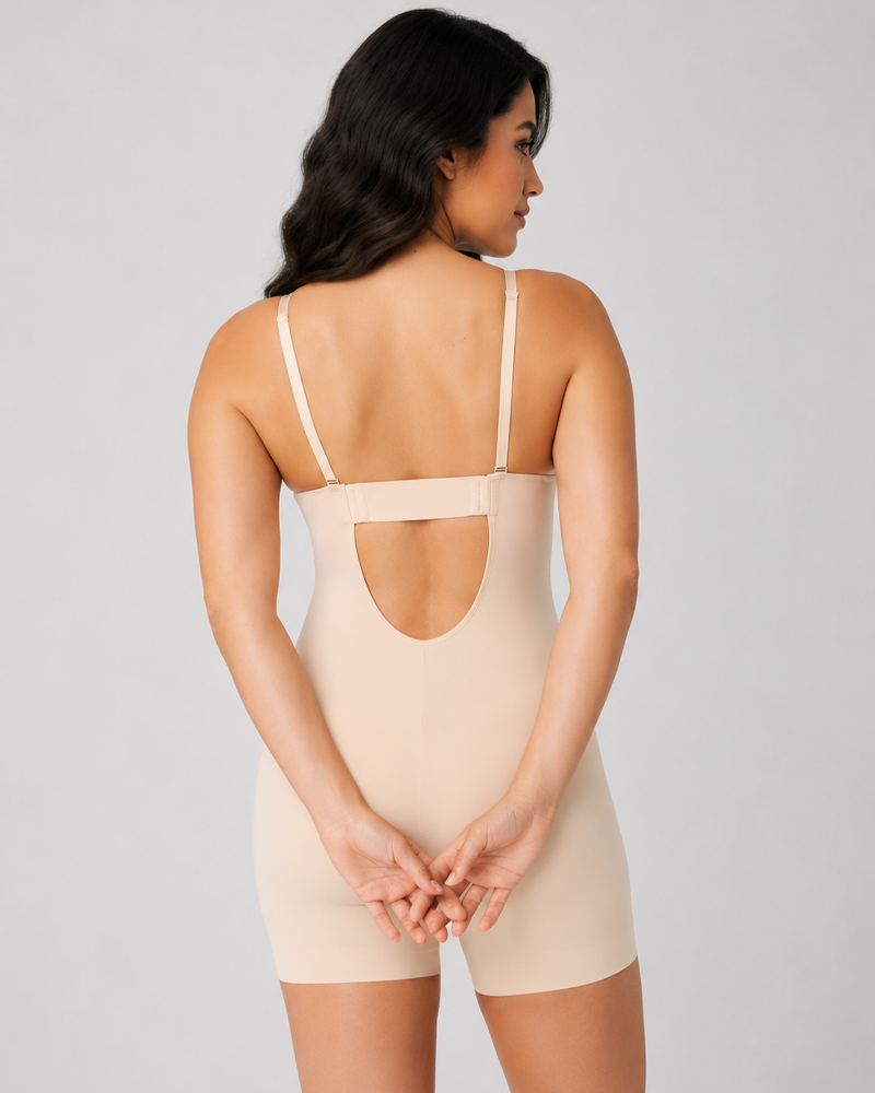 Built‑In Bra Deep V Backless Seamless Bodysuit（Pre‑Sale）