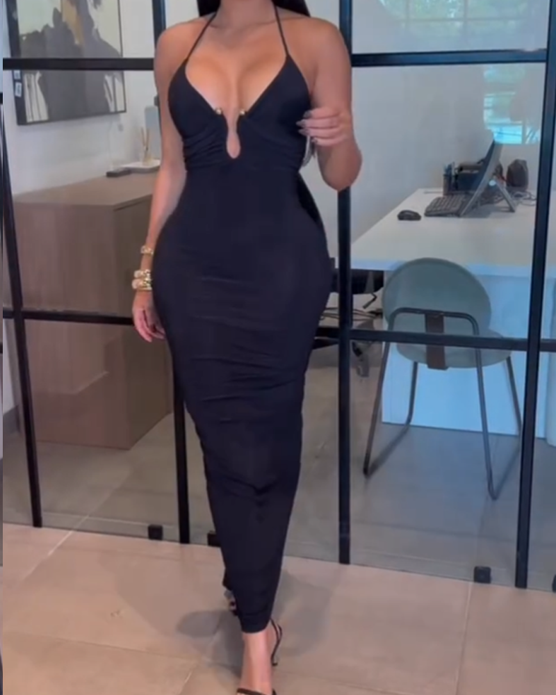 Backless Lace-Up Fitted Dress (Pre-Sale)