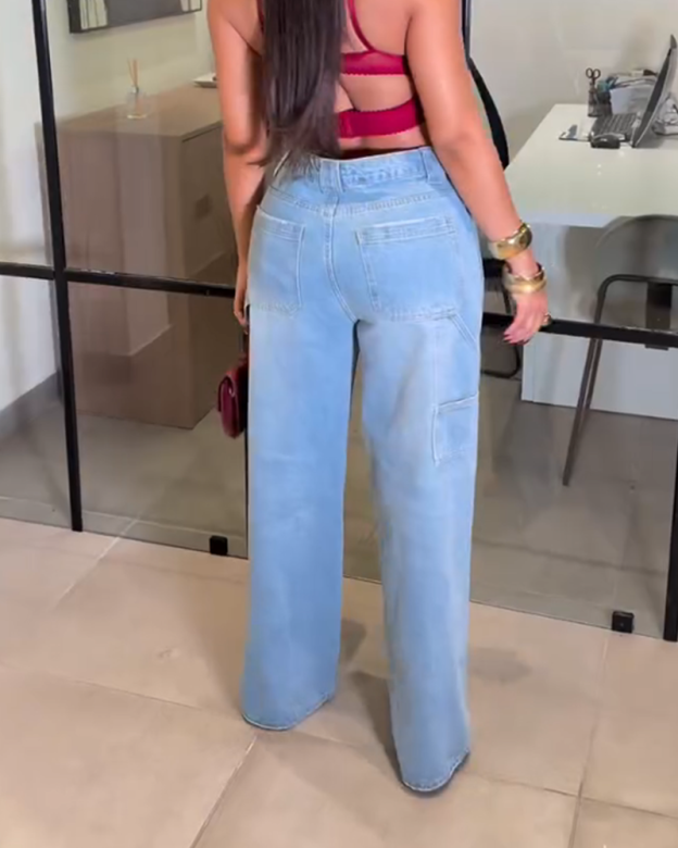 Casual Loose Straight Leg Jeans（Pre-Sale）-Curvy-Faja