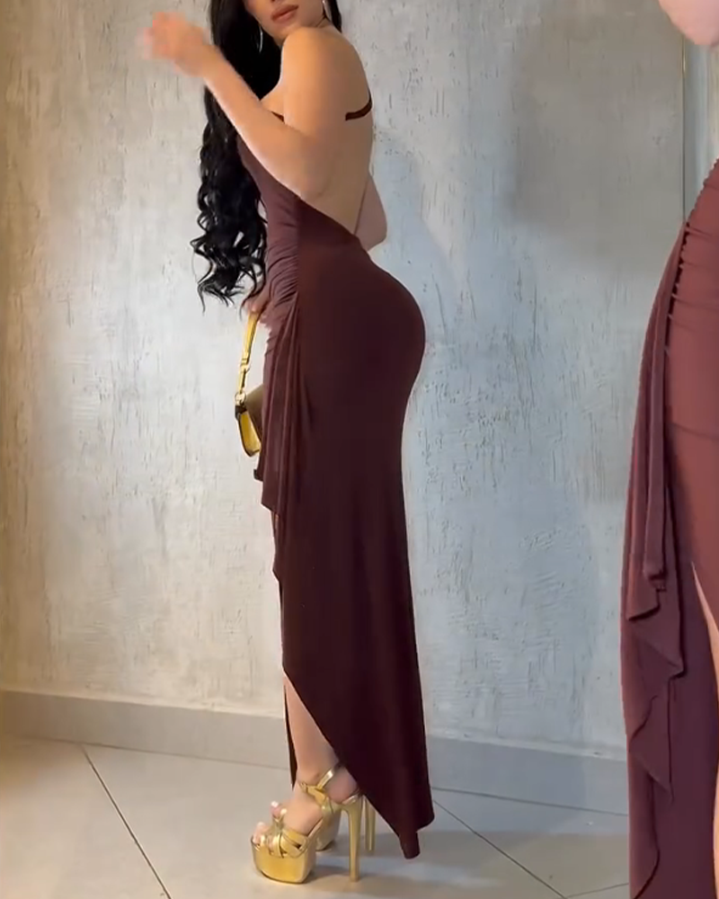 Backless Fitted Dress-Curvy-Faja