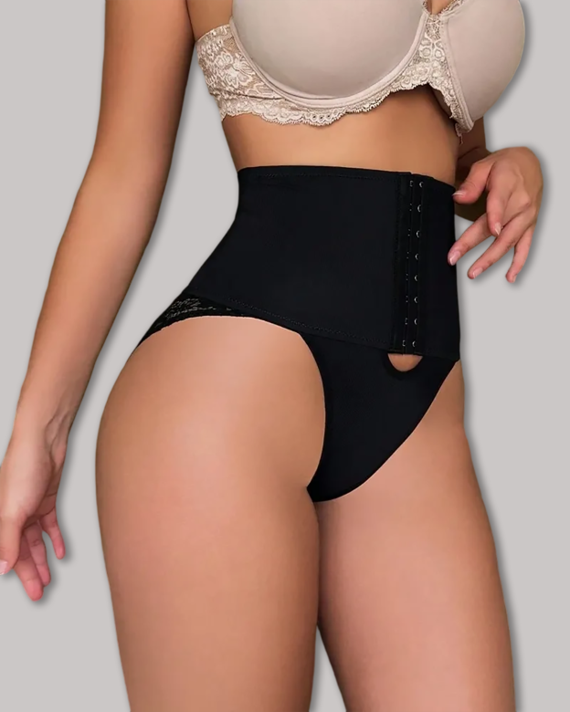 Front Closure Bodysuit Shapewear With Lace Trimmed Tummy Control Panty