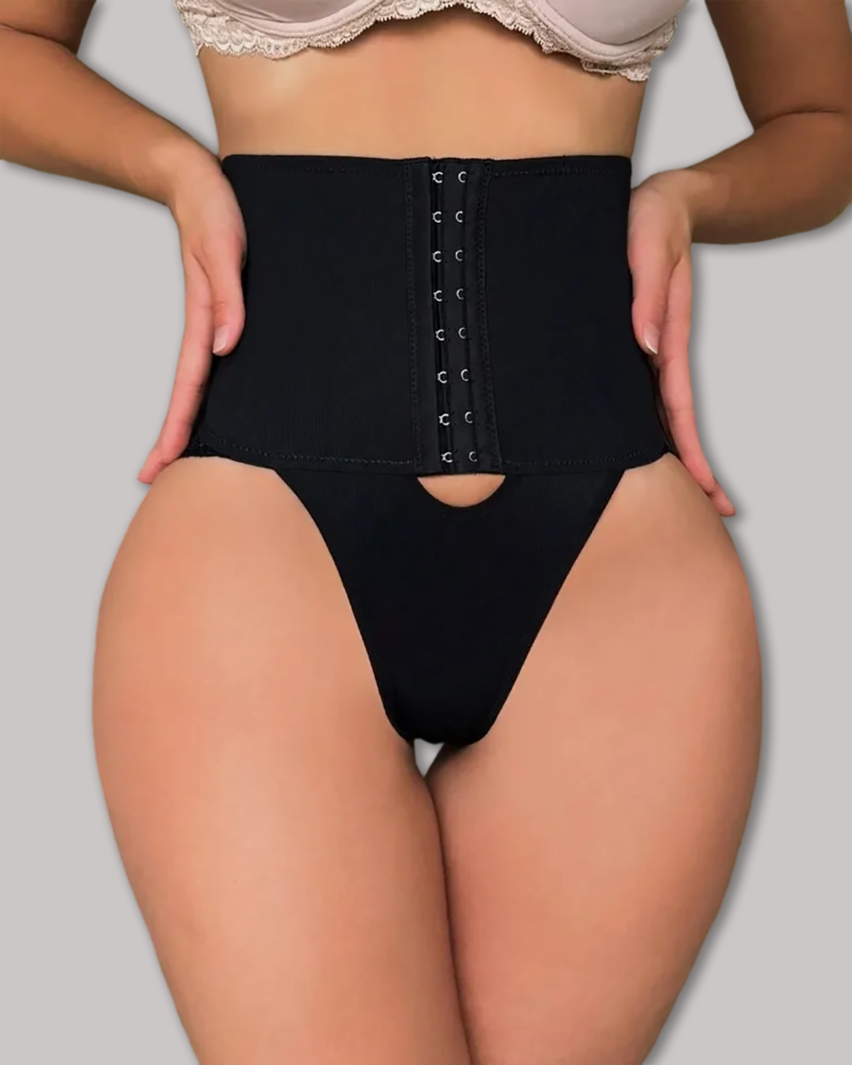 Front Closure Bodysuit Shapewear With Lace Trimmed Tummy Control Panty