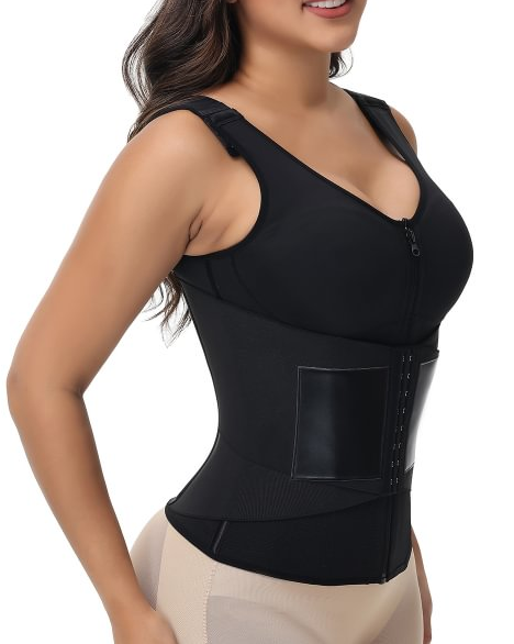 Zipper + Button Double Pressure Women's Waist Trainer-Curvy-Faja