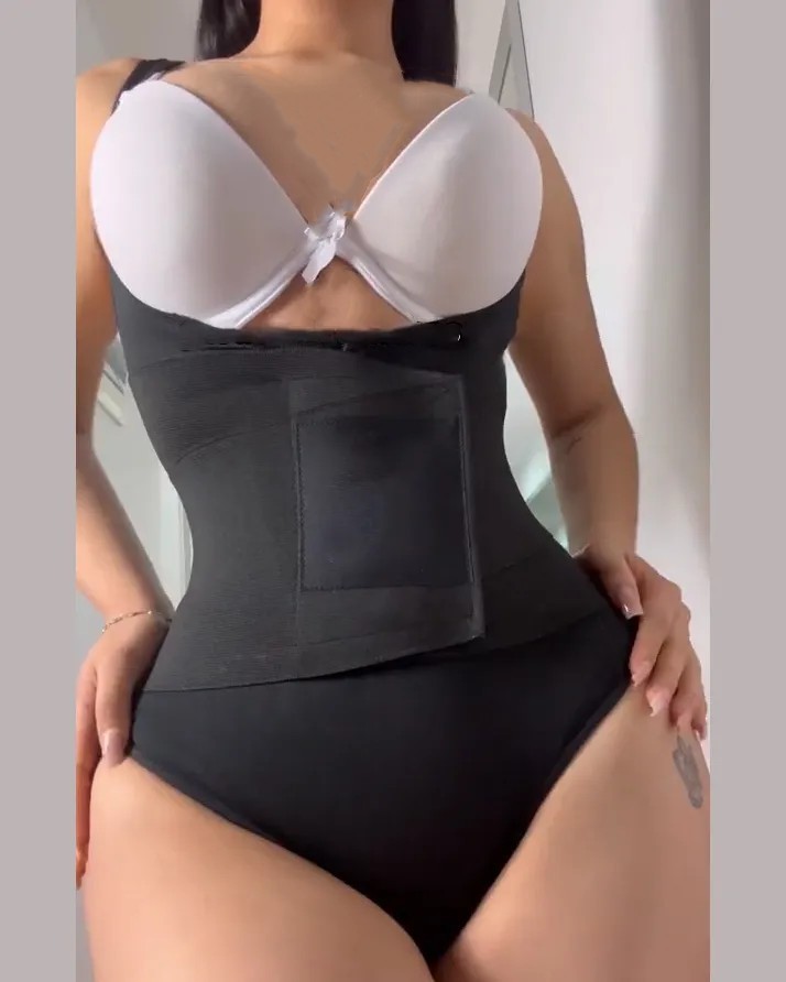 Tummy Control Shapewear Bodysuit with Belt-Curvy-Faja
