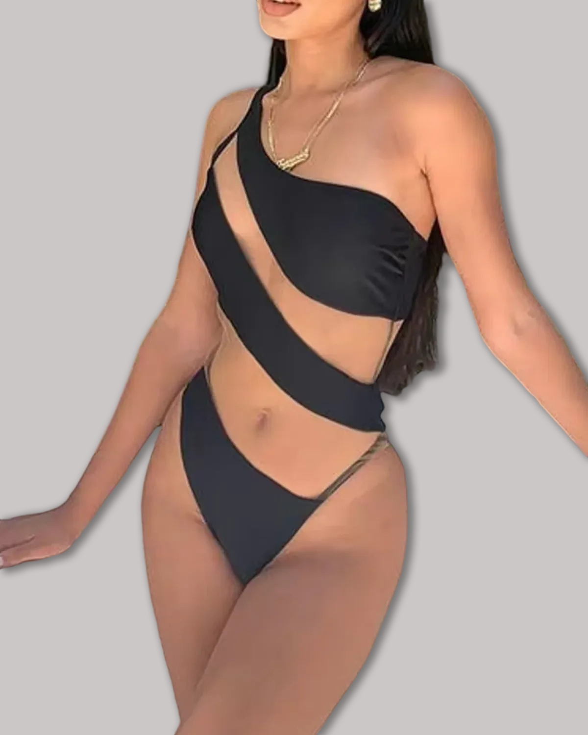 Off-Shoulder Transparent Sexy One-Piece Swimsuit