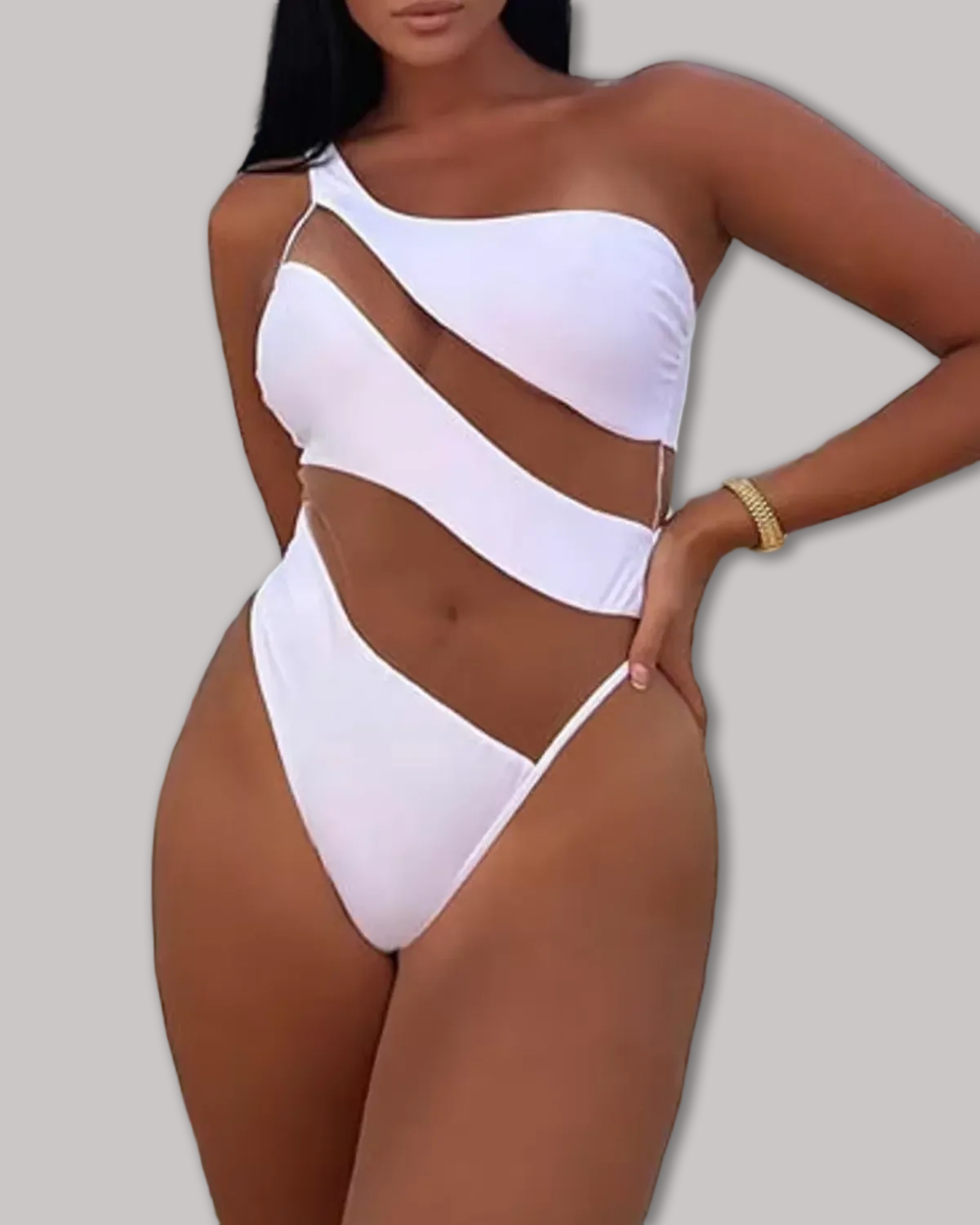 Off-Shoulder Transparent Sexy One-Piece Swimsuit