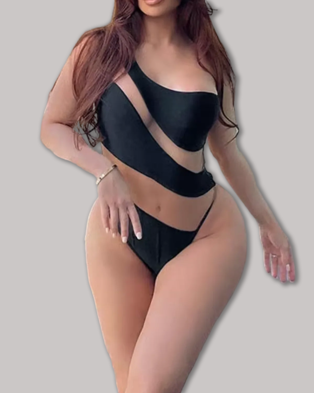 Off-Shoulder Transparent Sexy One-Piece Swimsuit
