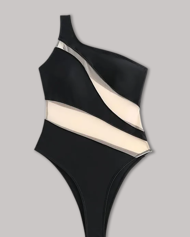 Off-Shoulder Transparent Sexy One-Piece Swimsuit