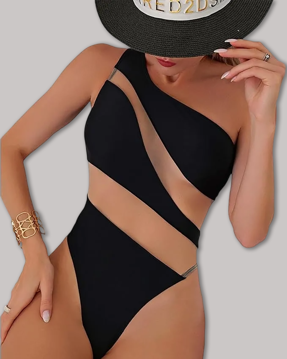 Off-Shoulder Transparent Sexy One-Piece Swimsuit