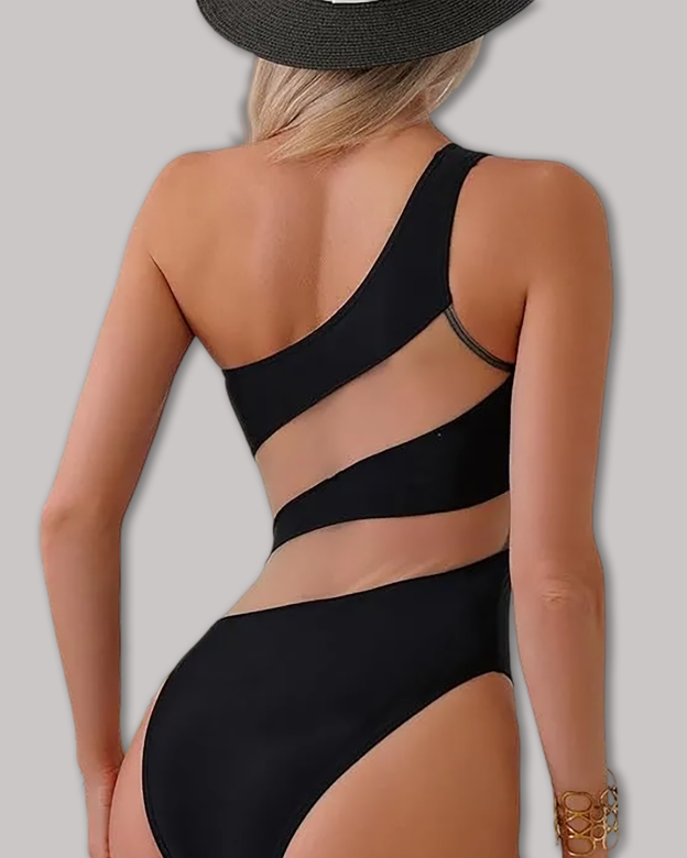 Off-Shoulder Transparent Sexy One-Piece Swimsuit
