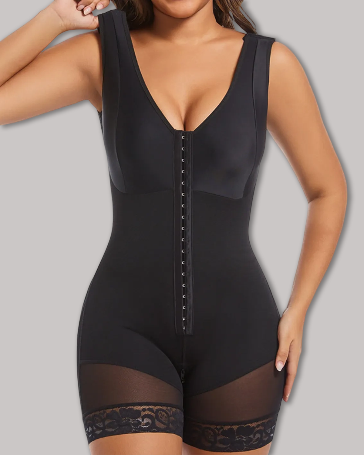 Mesh Zipper Bottom Crotch Compression Body Shaping Suit