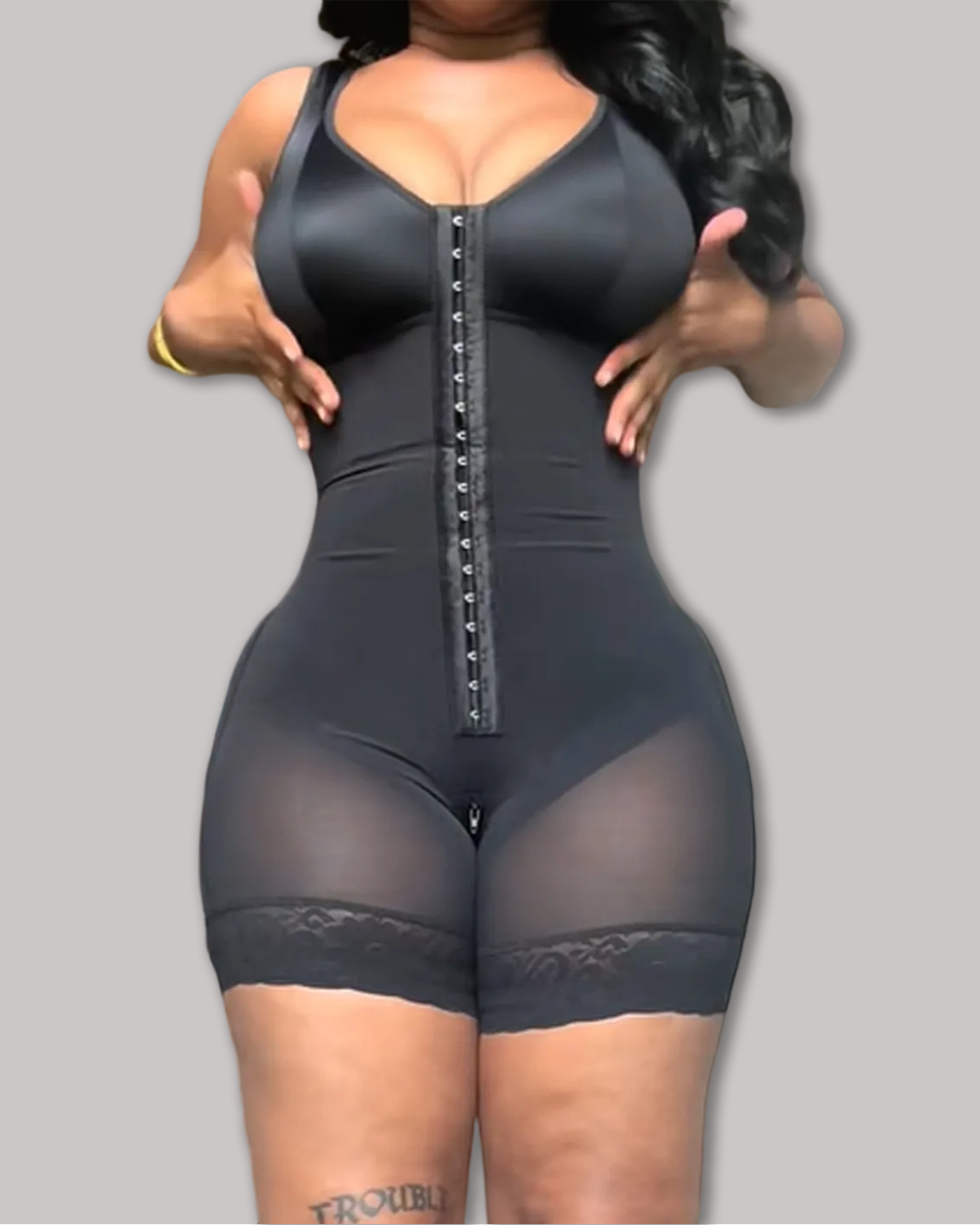 Mesh Zipper Bottom Crotch Compression Body Shaping Suit