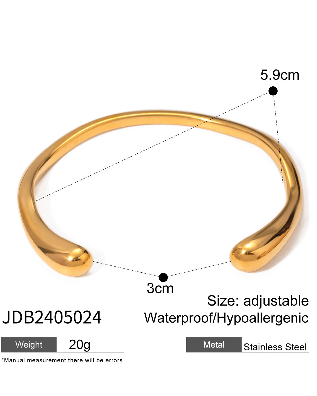 Open Bracelet Titanium Steel Jewelry-Curvy-Faja