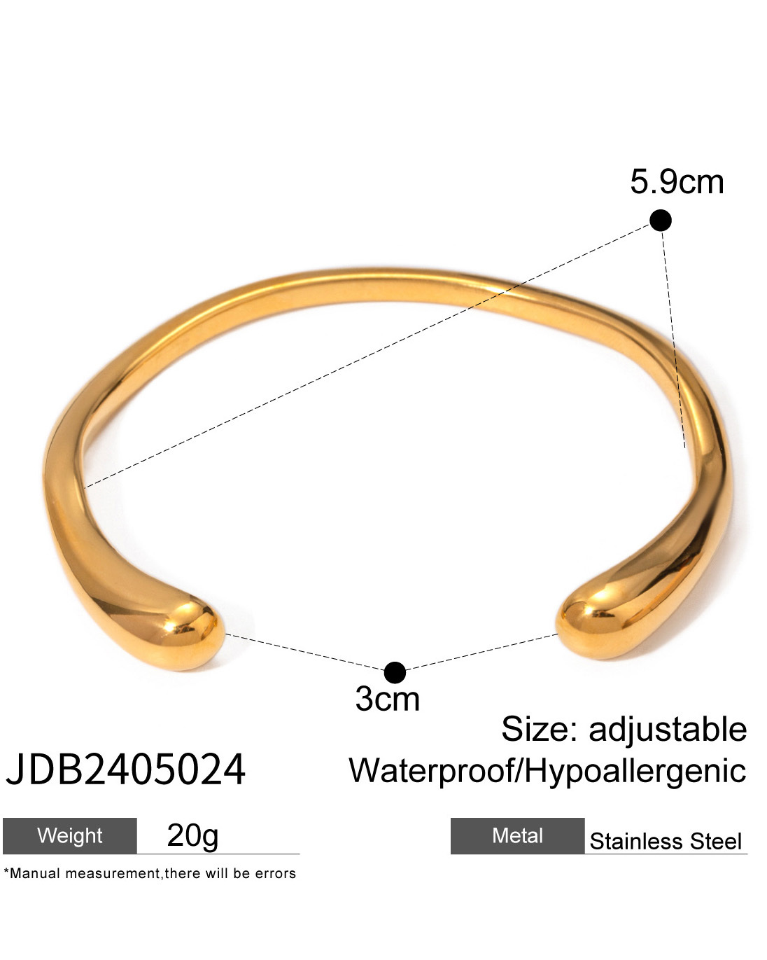 Open Bracelet Titanium Steel Jewelry-Curvy-Faja