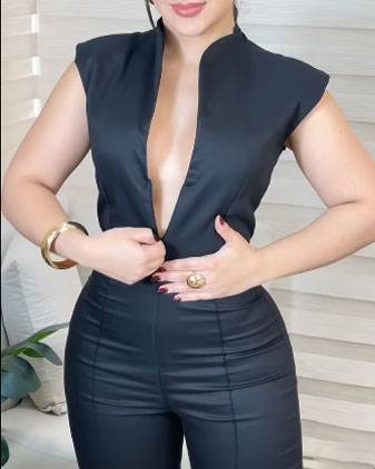 Temperament Sleeveless Thin Sexy V-Neck Slimming Jumpsuit