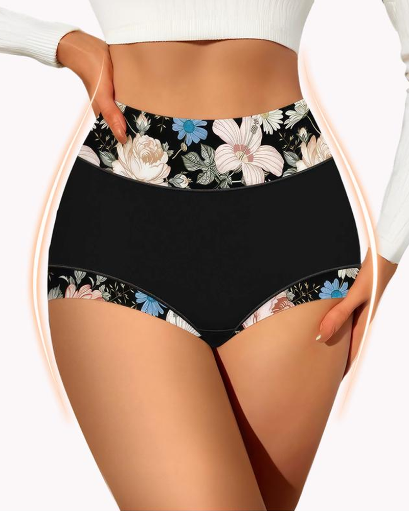 Soft Flattering Floral High-Waisted Panties