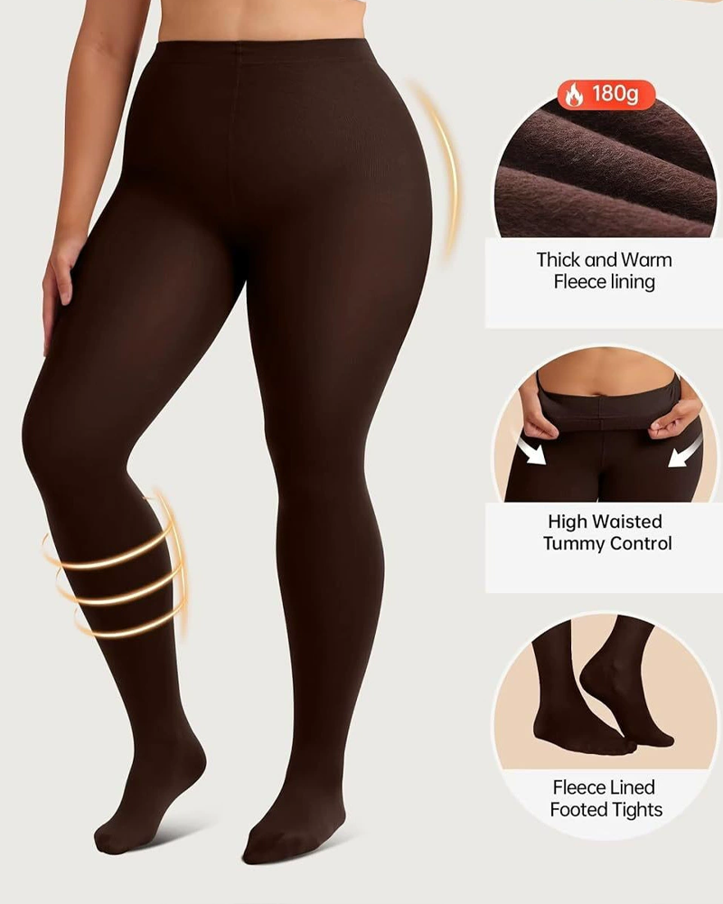 High Waisted Tight Fitting Fleece Lined Thermal Tights