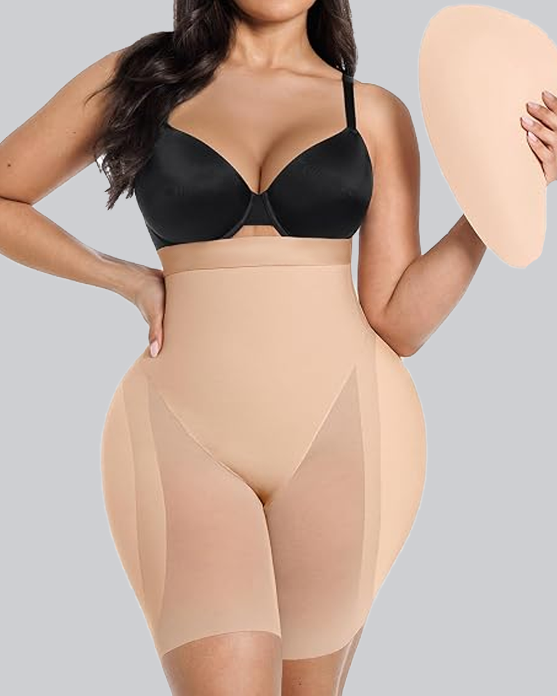 High Waist Tummy Control Butt Lifting Shapewear Shorts With Removable Butt Pads（Pre-Sale）