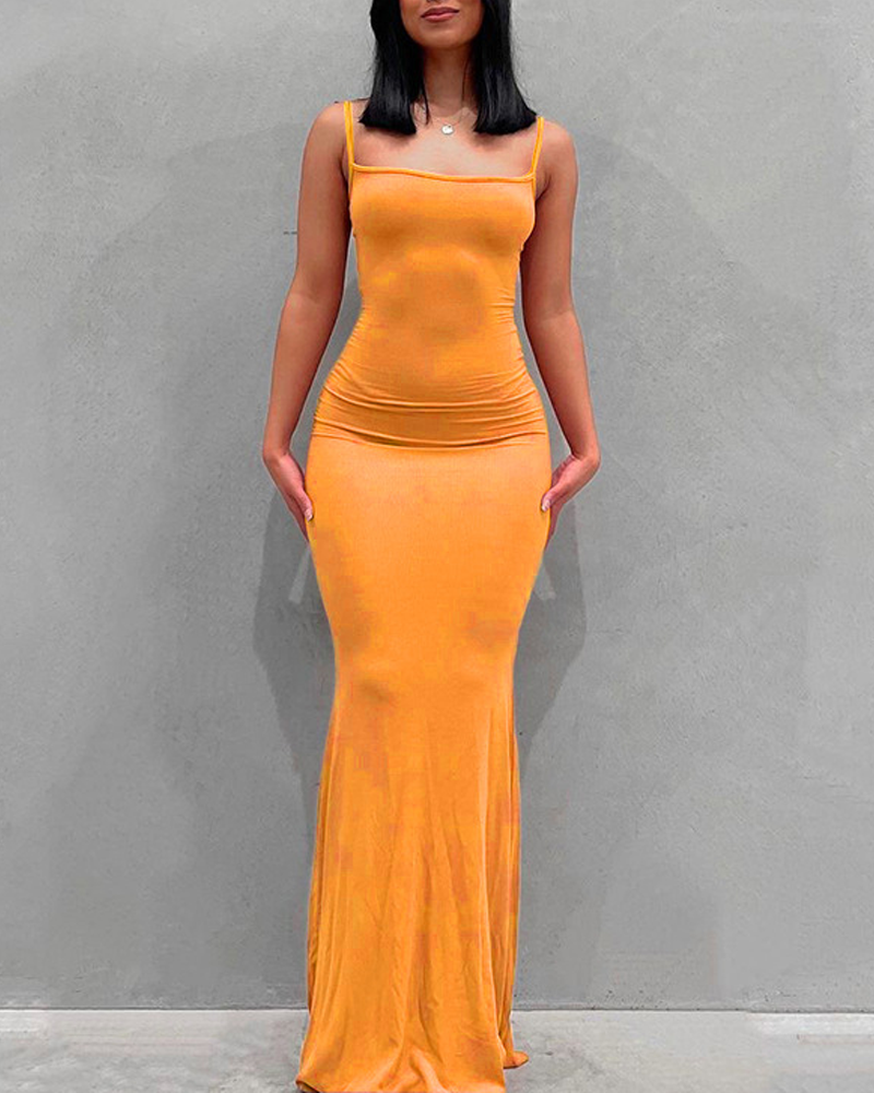 Mermaid Fitted Spaghetti Strap Dress