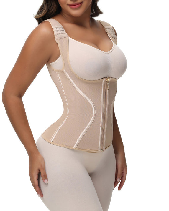 Women's Double Compression Bone Waist Trainer Tummy Control Postpartum Corset Vest