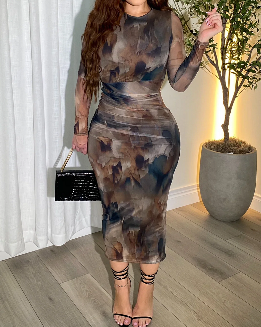 Elegant Long Sleeved Mesh Dress（Pre-Sale）