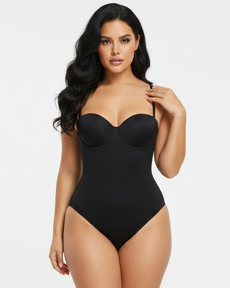 Underwire Cup Crisscross Lace‑Up Back Shaping Bodysuit