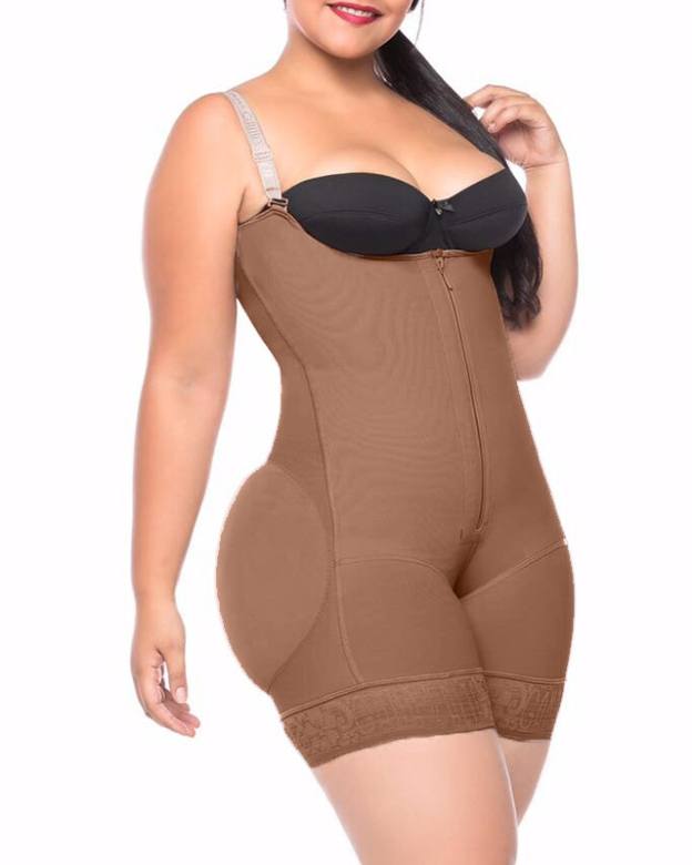 Women's Butt Lifting Open Bust Bodysuit Body Shaper With Zipper Shapewear Slimming Compression Faja With Straps Ref2132-Curvy-Faja