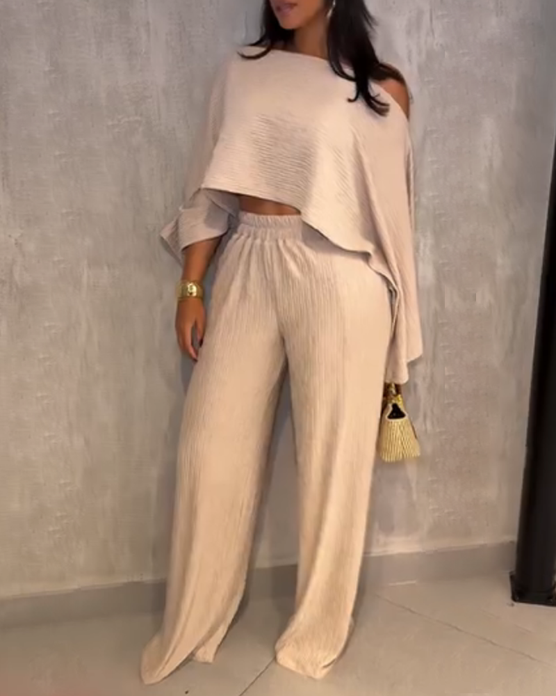 Casual High-Waisted Wide-Leg Pants Suit