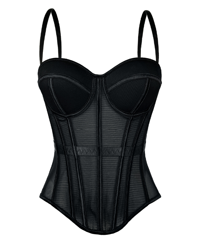 Sexy Mesh Suspender Corset