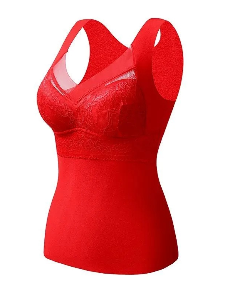 Women's Autumn/Winter V-Neck Velvet Lace Thermal Underwear