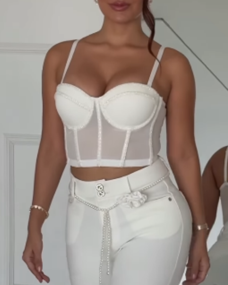 Sexy Beaded Fishbone Halter Corset