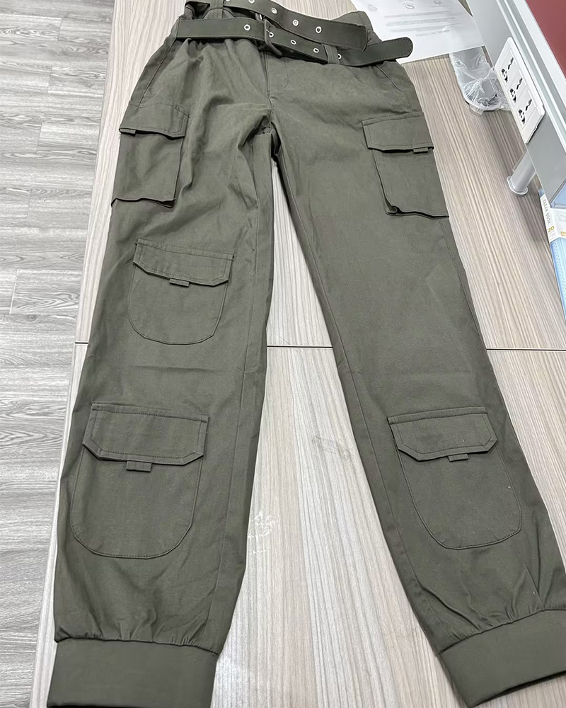 Stretched-Foot Cargo Pants