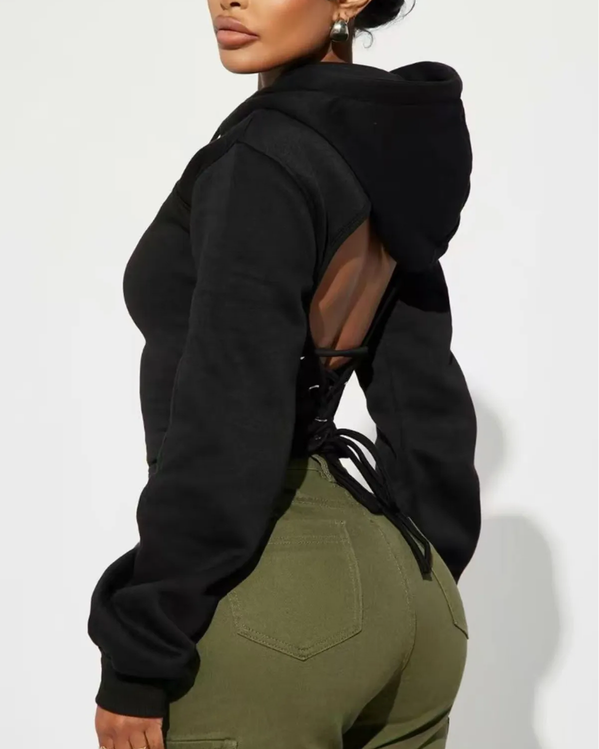 Casual Sexy Tie Back Hoodie