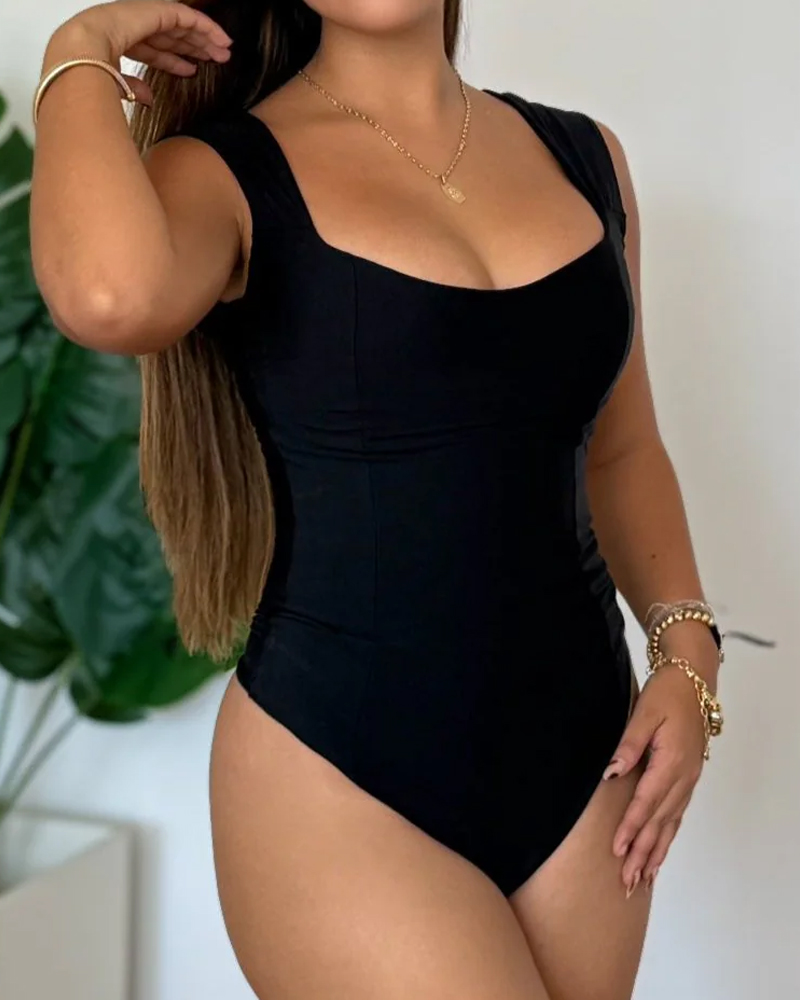 Double Layer Tummy Control Bodysuit-Curvy-Faja