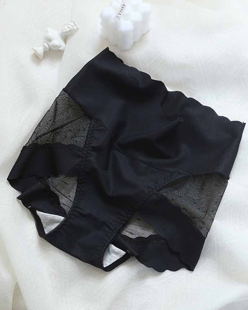 High-Waisted, Anti-Bacterial Crotch Mesh Panties