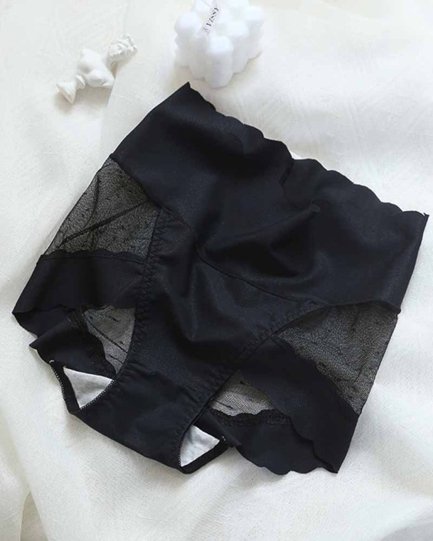 High-Waisted, Anti-Bacterial Crotch Mesh Panties