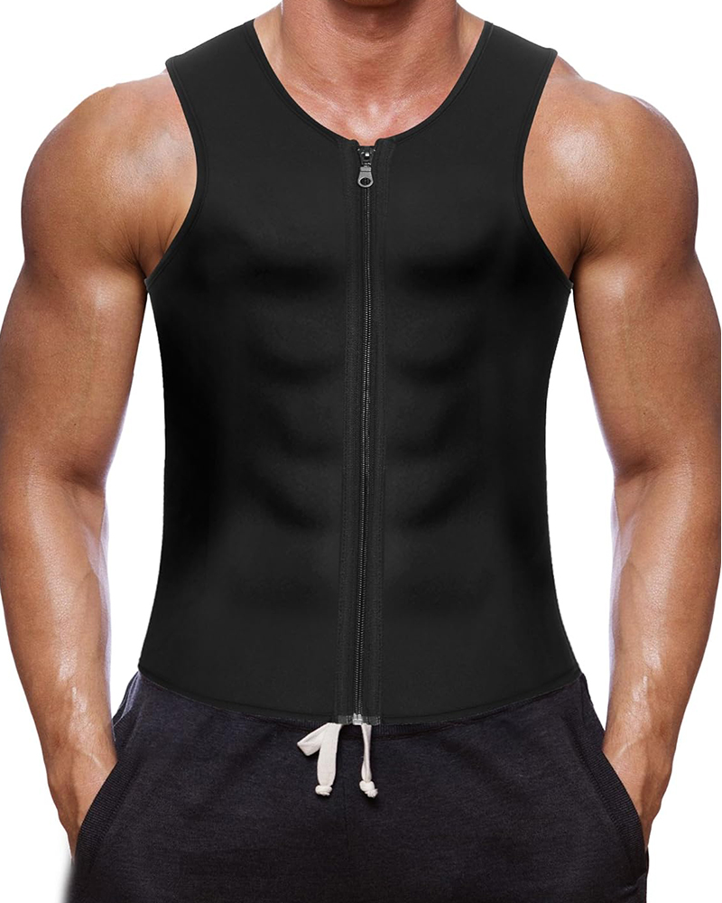 CURVY-FAJA | Control Waistband Men's Zipper Vest Corset Sweat-Proof Fitness Clothing