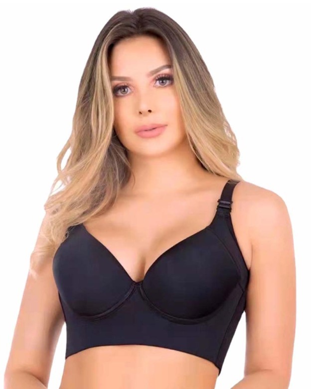 Women Deep Cup Bra Hide Back Fat Bra with Shapewear Incorporated Full-Back Coverage Push Up Sports Bras-Curvy-Faja