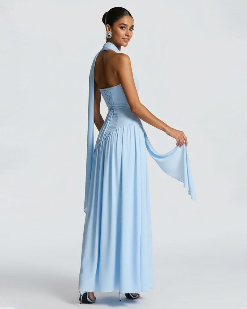Elegant Strapless Lace-up Maxi Dress Party Gown