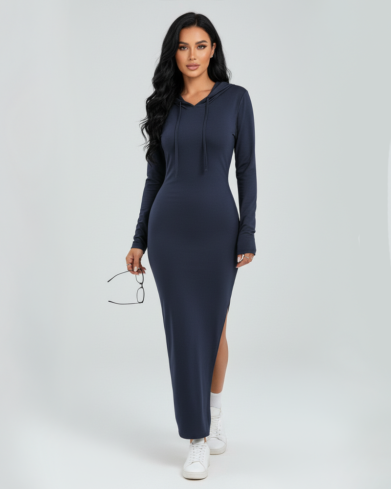 Women's Fashion Casual Hooded Slim Fit Long Sleeve Dress