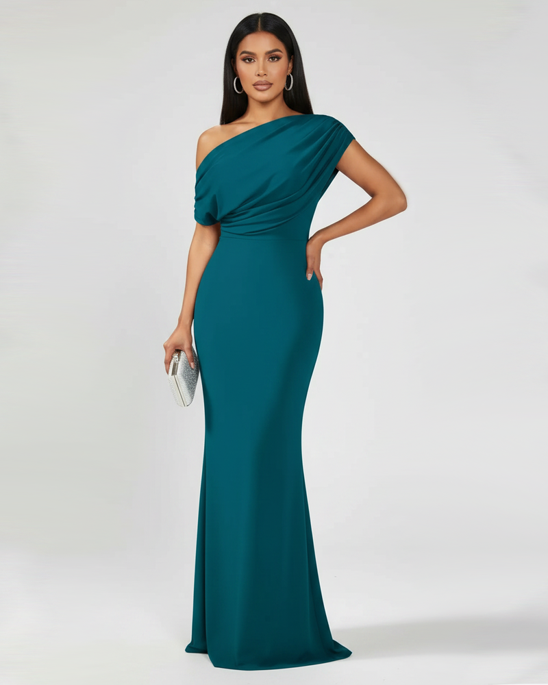 Elegant Sleeveless Off‑Shoulder Fitted Long Party Evening Dress