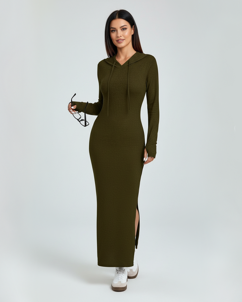 Women's Fashion Casual Hooded Slim Fit Long Sleeve Dress